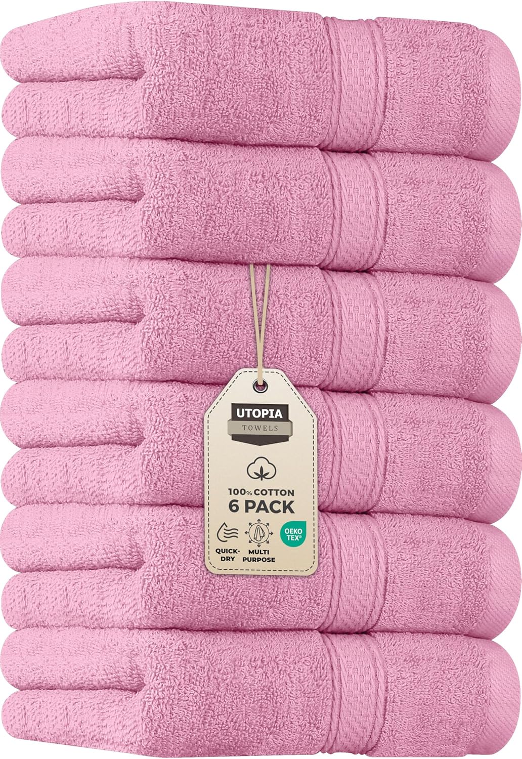[Prime] Utopia Towels Handtücher-Set – 6er Pack 100% Baumwolle (41 × 71 cm, Rosa)