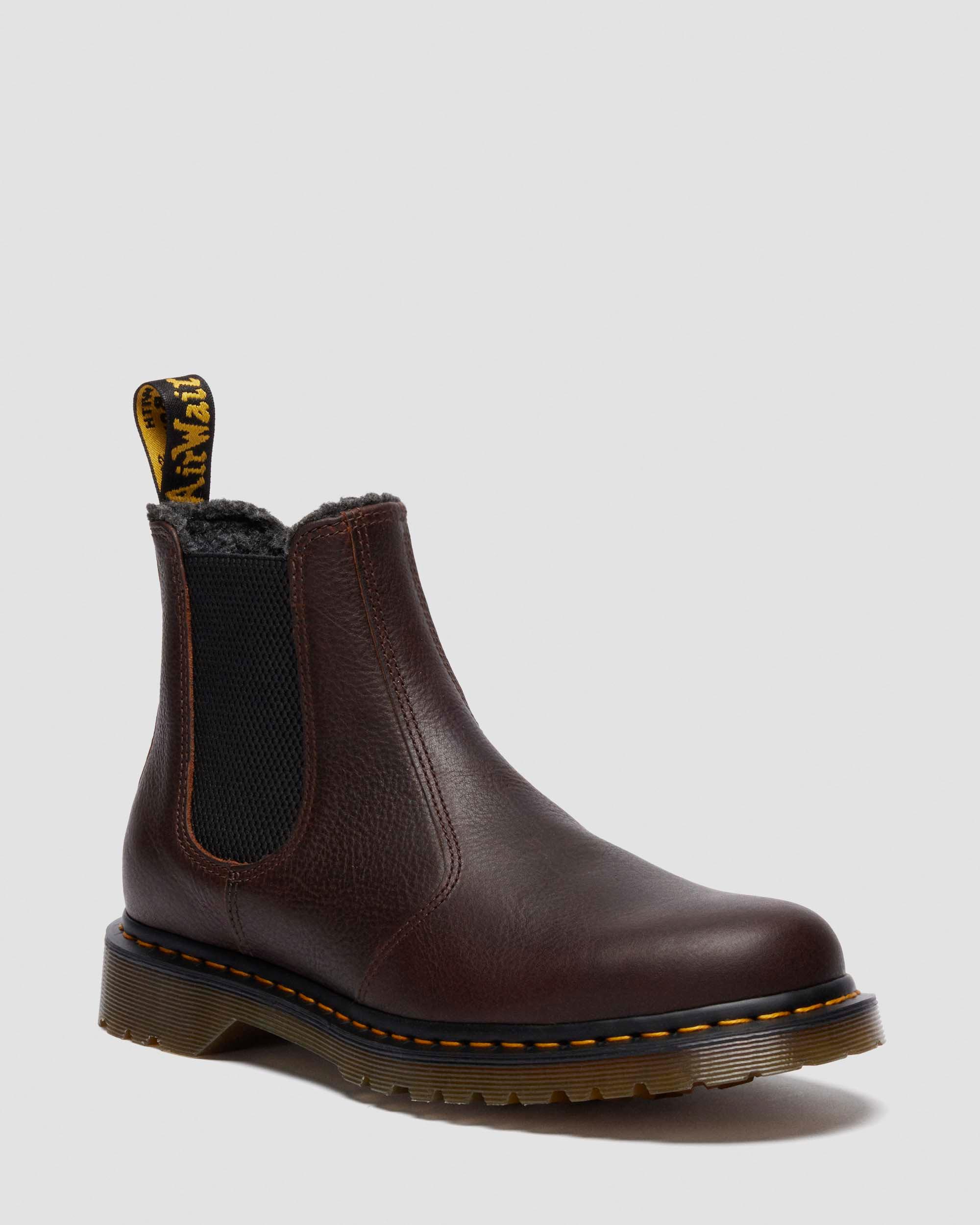Dr. Martens 2976 Grizzly Leder Chelsea Boots – mit Kunstfellfutter (dunkelbraun)