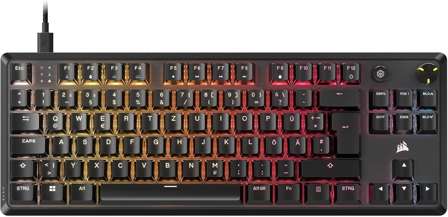 Corsair K70 CORE TKL RGB – Mechanische Tenkeyless-Gaming-Tastatur (MLX Red v2, QWERTZ DE)