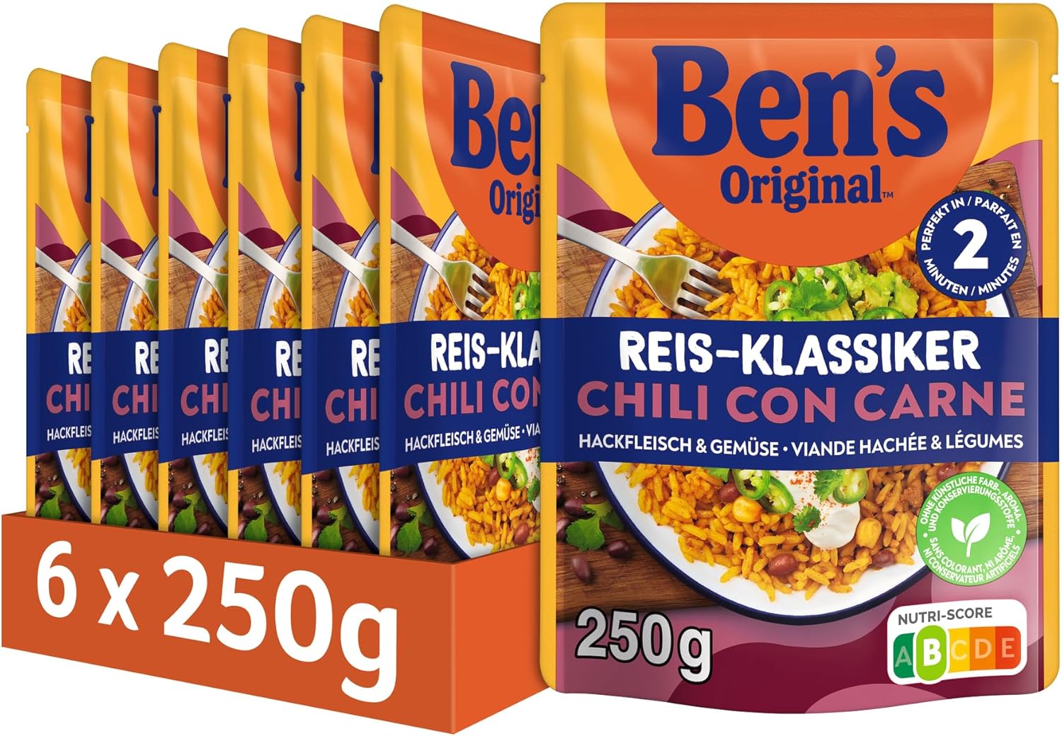 [Prime Spar-Abo] BEN'S ORIGINAL™ Fertiggericht Chili con Carne mit Hackfleisch & Gemüse 6 x 250g