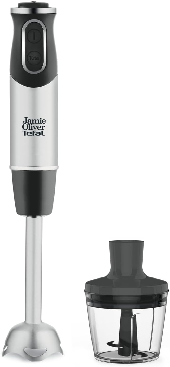 Tefal HB65JD Jamie Oliver Stabmixer – 1000 W, Edelstahl, mit Zerkleinerer-Aufsatz