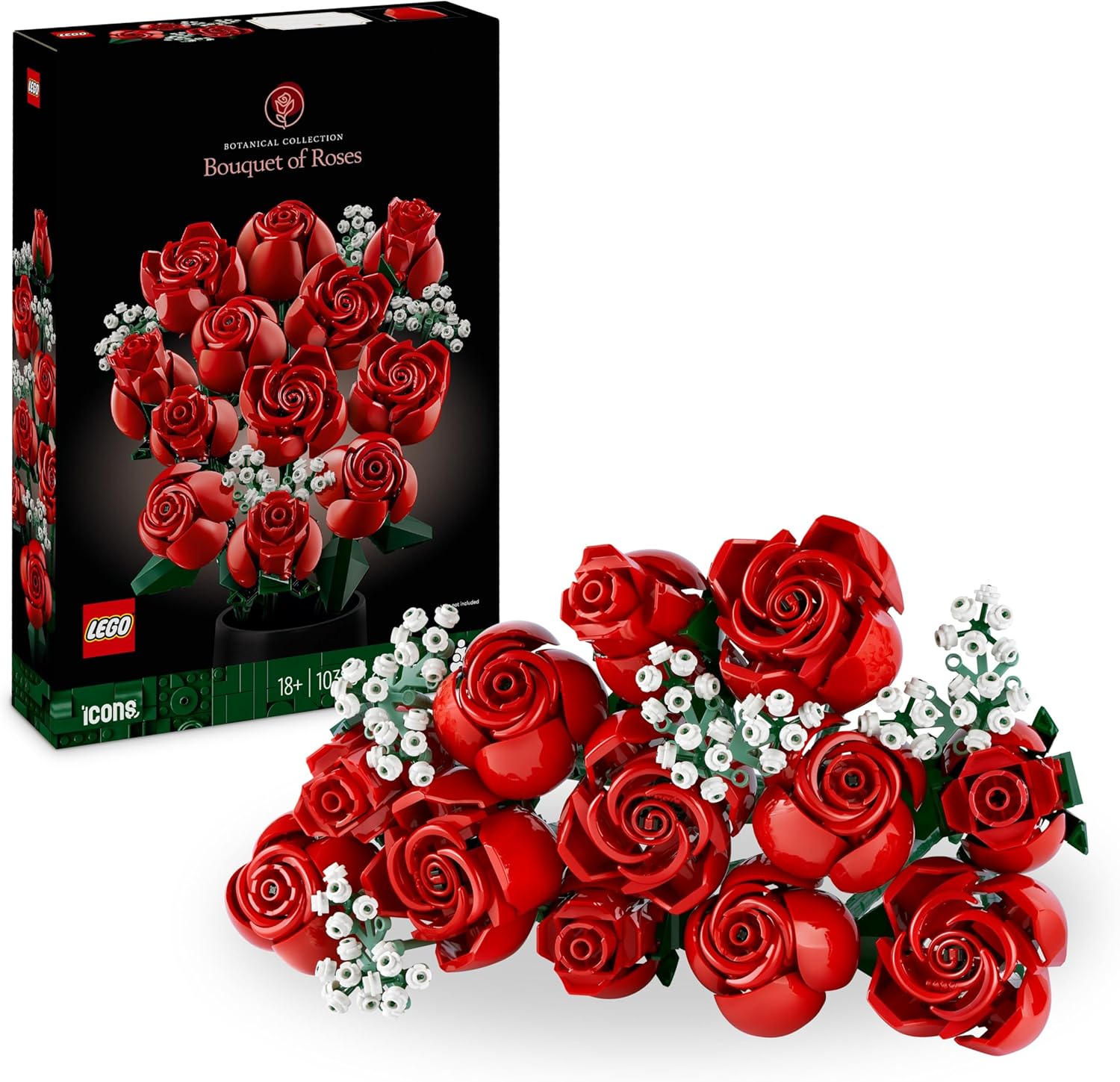 LEGO Icons 10328 Rosenstrauß – Botanik-Bauset & dekorative Blumen-Deko für Erwachsene