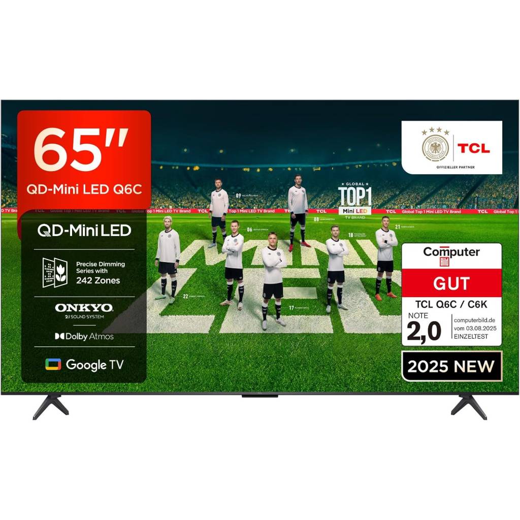 TCL 65Q6C 65″ QLED Mini-LED TV – 4K HDR, Dolby Vision IQ & Atmos, 144 Hz