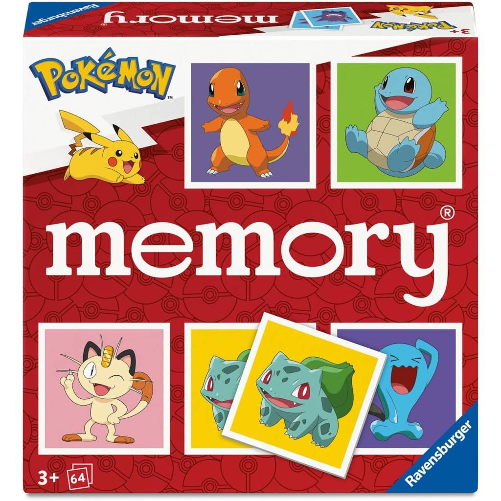 [Prime] Ravensburger Memory® Pokémon – klassisches Gedächtnisspiel mit 32 Kartenpaaren (ab 3 Jahren)