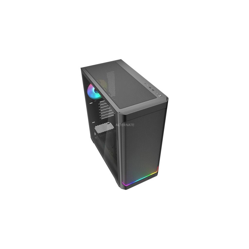 Sharkoon AK4W RGB Strip Tower-Gehäuse – schwarz mit Tempered Glass & RGB