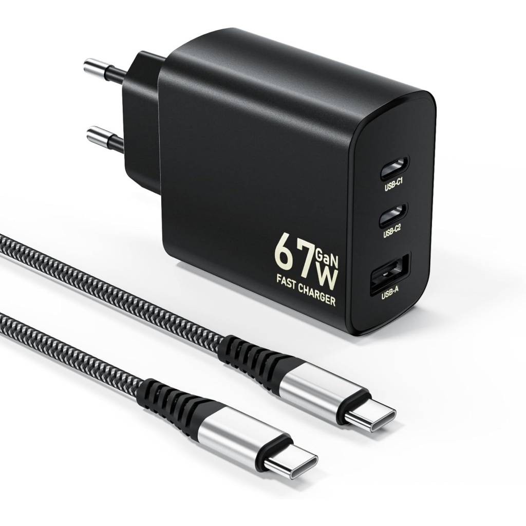[Prime] 67 W USB-C Ladegerät mit 3 Ports – PD & PPS Schnellladegerät für Laptops, Smartphones & Tablets