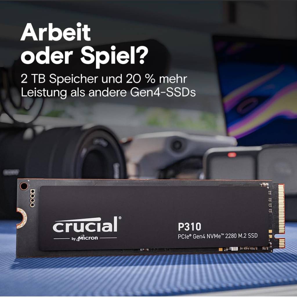 Crucial P310 4 TB M.2 PCIe Gen4 NVMe SSD – bis zu 7100 MB/s (Intern, 2280)
