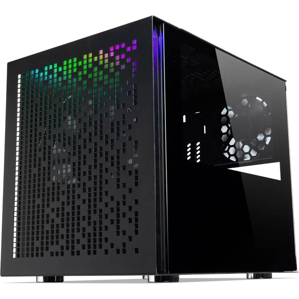 TECWARE Quad RGB TG mATX/mITX Gaming & B2B Cube Chassis Schwarz w/1 x 200 mm PWM & 1 x 120 mm PWM