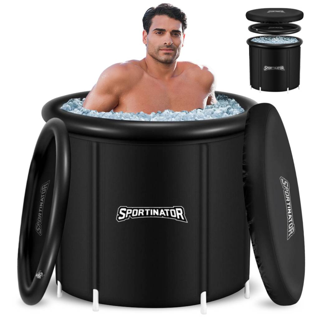 SPORTINATOR Regenerate Eisbad Tonne 400 L – Kältetherapie Tonne Ø 80 cm mit Zubehör