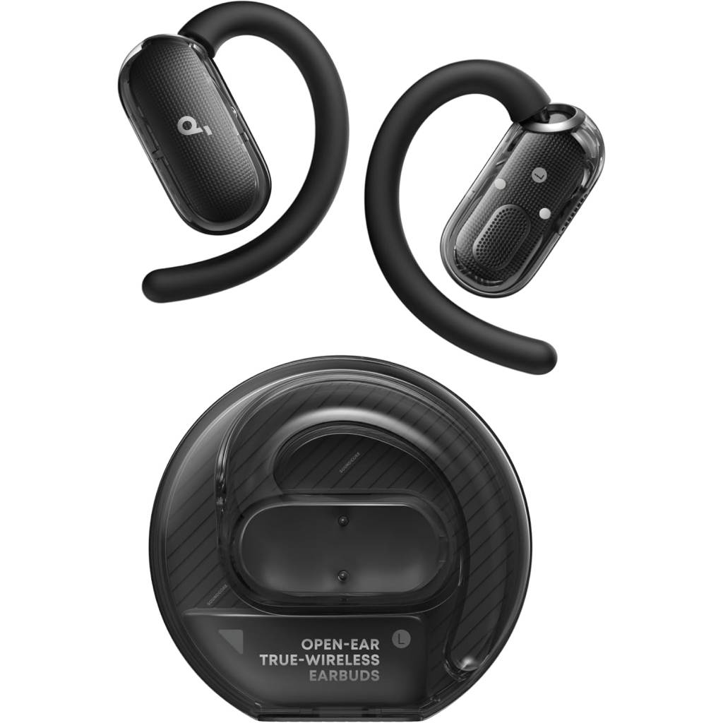 soundcore V40i Open-Ear Kopfhörer – kabellose Earbuds mit 21h Akku, IP55 & transparentem Case