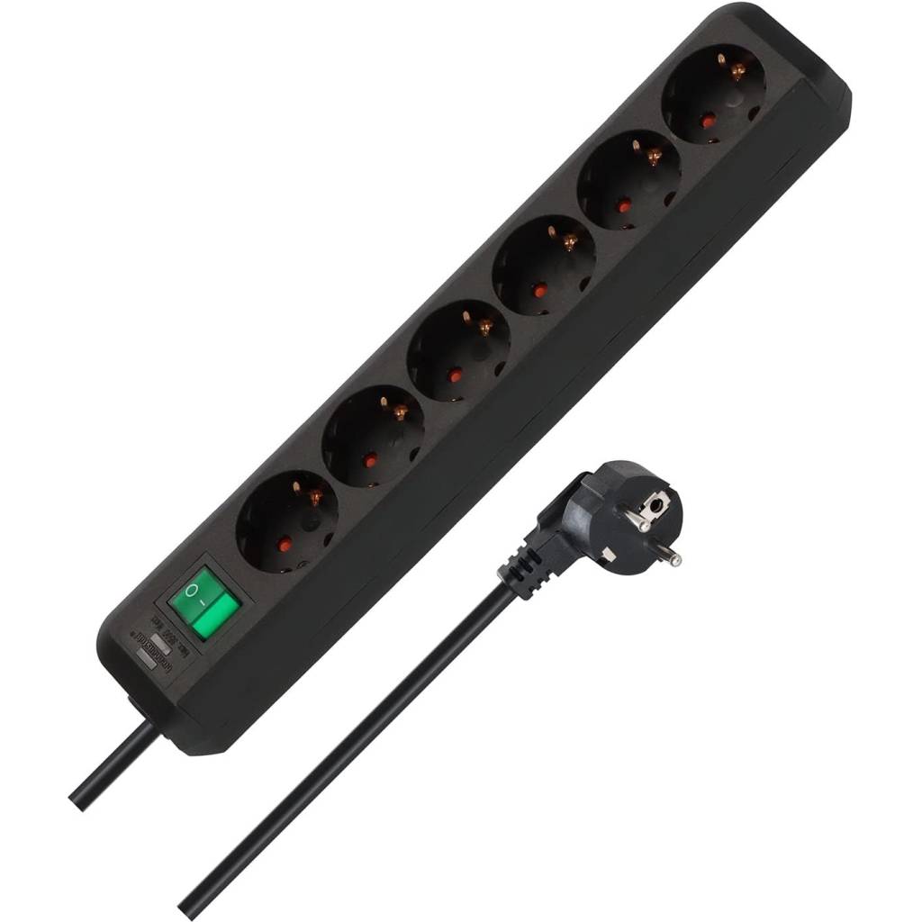 Brennenstuhl Eco-Line Steckdosenleiste 6-fach – mit Schalter & 1,5 m Kabel