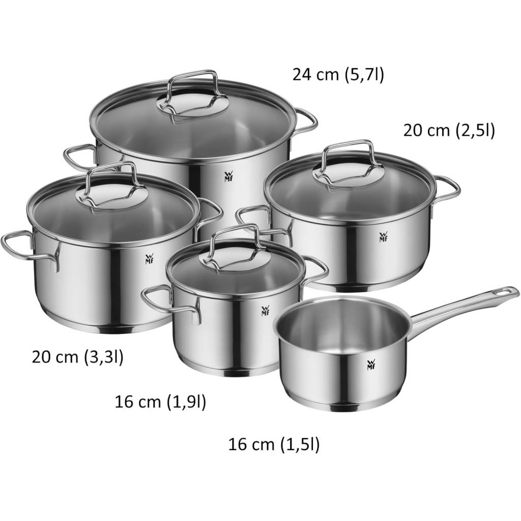 WMF Astoria 5-teiliges Topfset für Induktion aus Cromargan Edelstahl