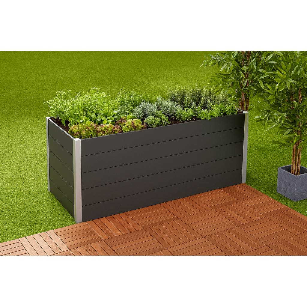 Hochbeet WPC anthrazit 160×75×70 cm – großes, pflegeleichtes Gartenbeet mit 760 L Volumen