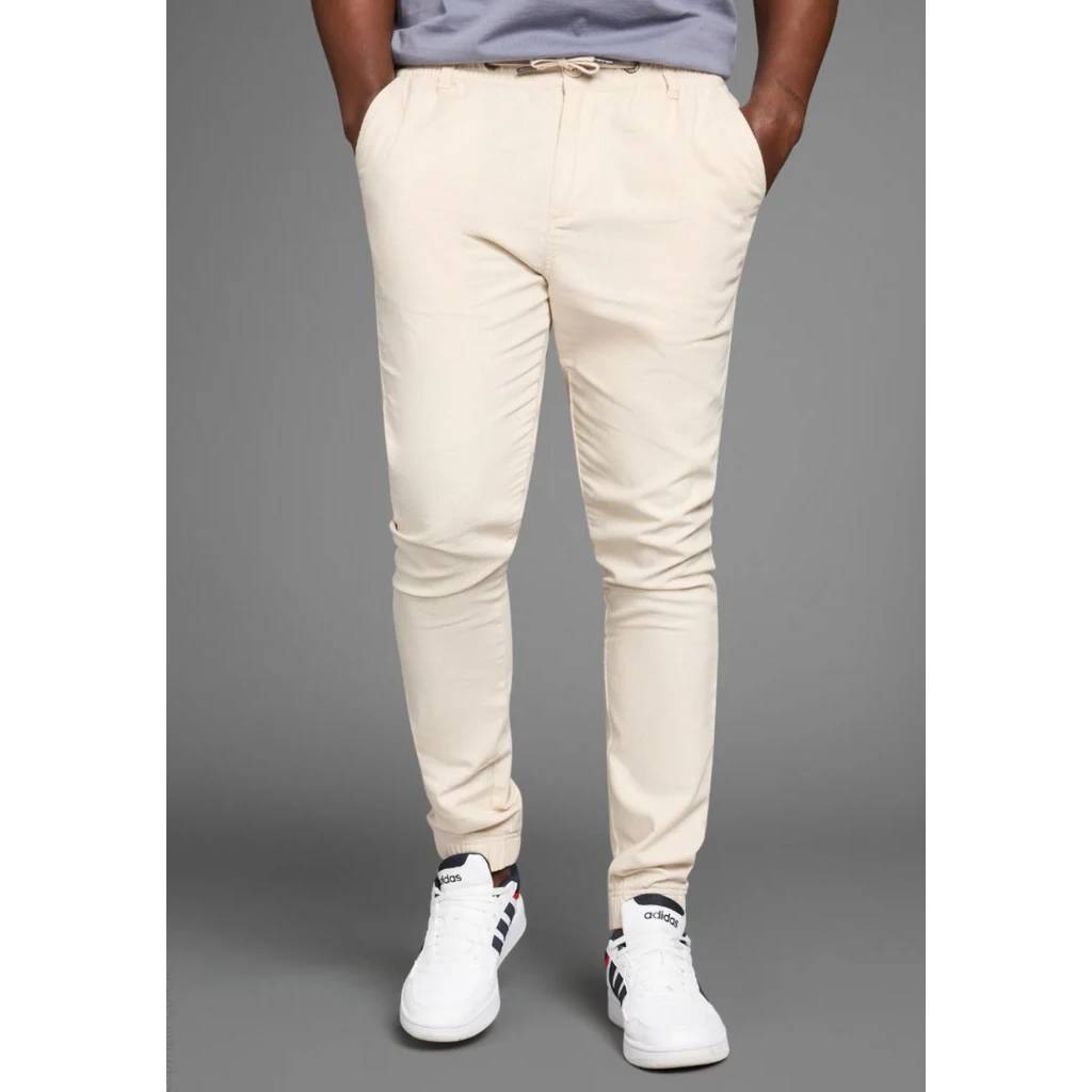 Delmao Herren Leinen Chino Hose – leichte Sommerhose in Sand für Alltag & Freizeit