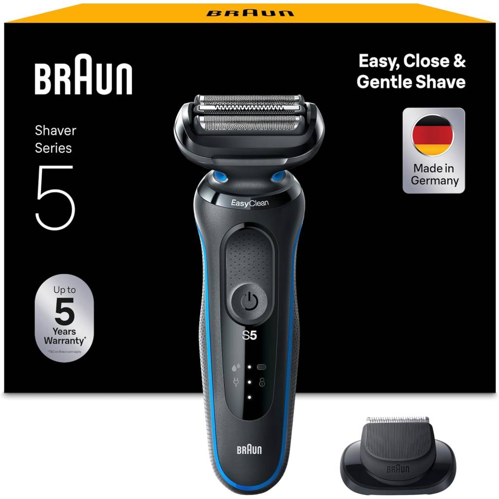 Braun Series 5 51-B1000s Elektrorasierer – Wet & Dry Rasierer mit EasyClean & 50 Min. Akku