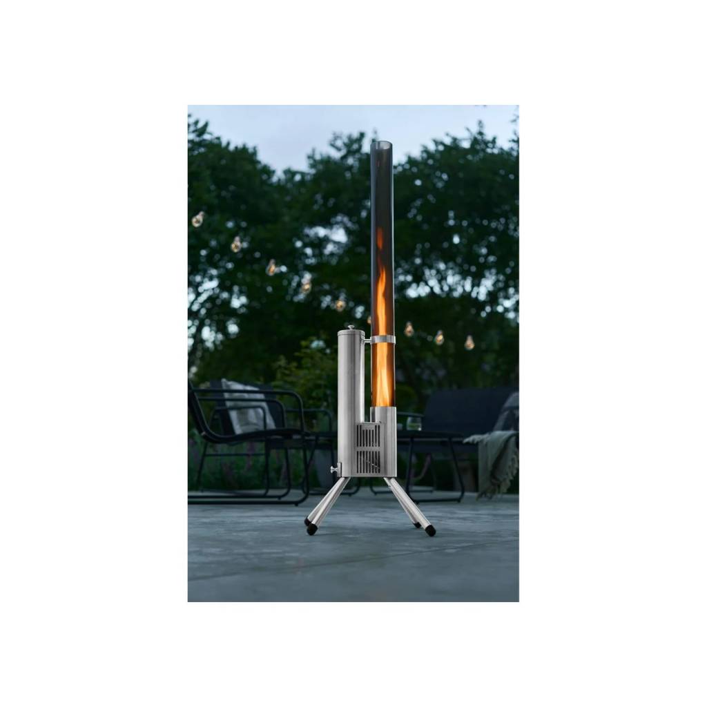 LIVARNO Feuerrohr Pellet Feuerstelle – Terrassenofen mit Glaszylinder & bis zu 90 Min. Brenndauer