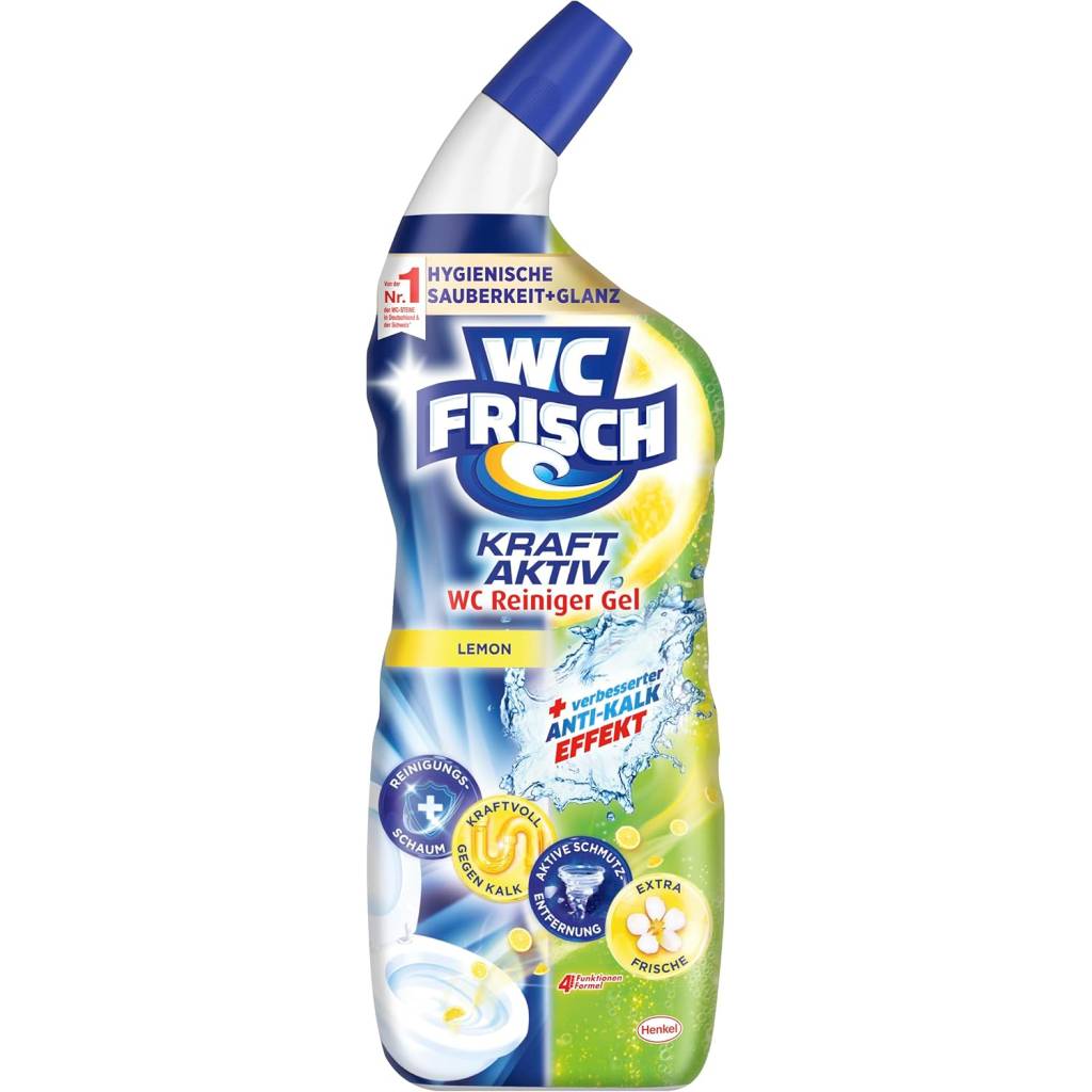 [Prime] WC-Frisch WC Reiniger Gel Lemon – 750 ml Toilettenreiniger mit Lufterfrischer-Effekt