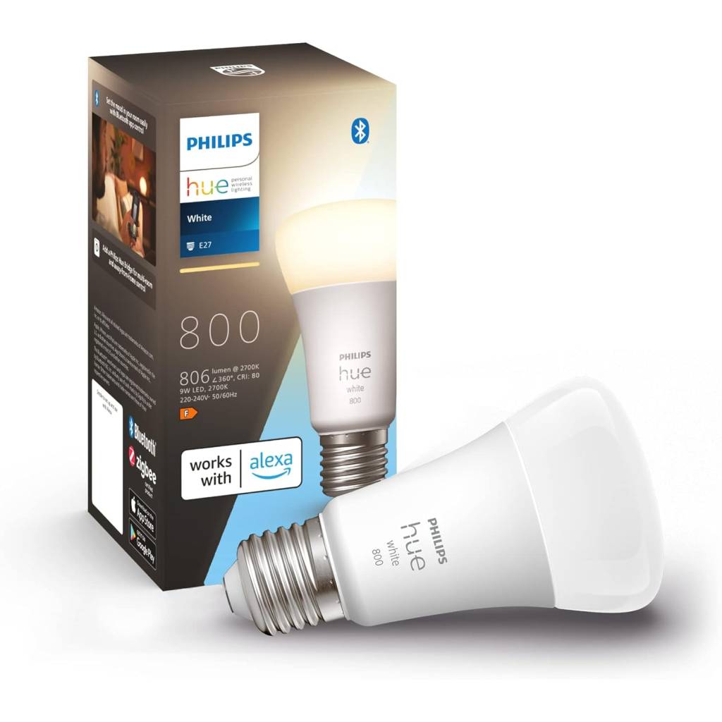 [Prime] Philips Hue White E27 LED Lampe – 806 lm, dimmbar, smart (1er Pack) (personalisiert)