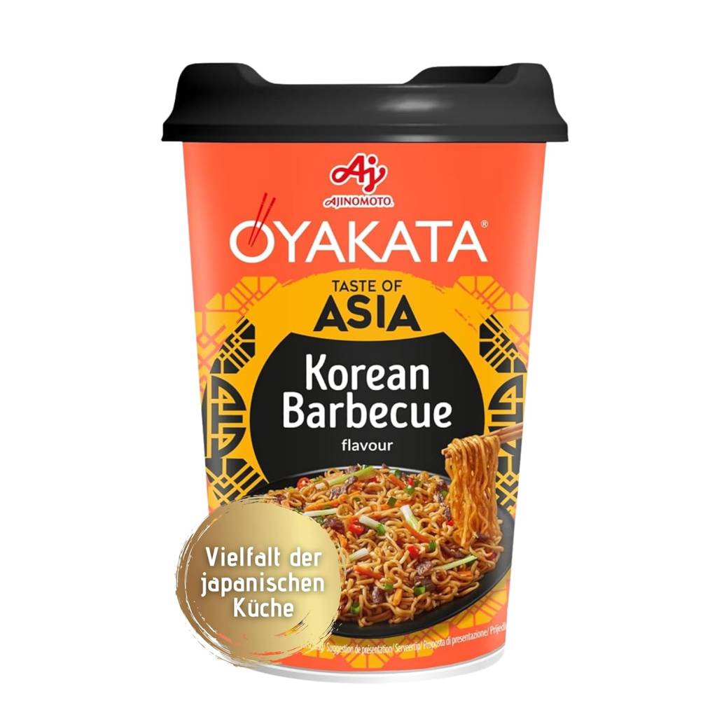 SparAbo:  OYAKATA Instant Nudelbecher Korean BBQ (93g) – würzig-süßer Ramen Snack in nur 3 Minuten
