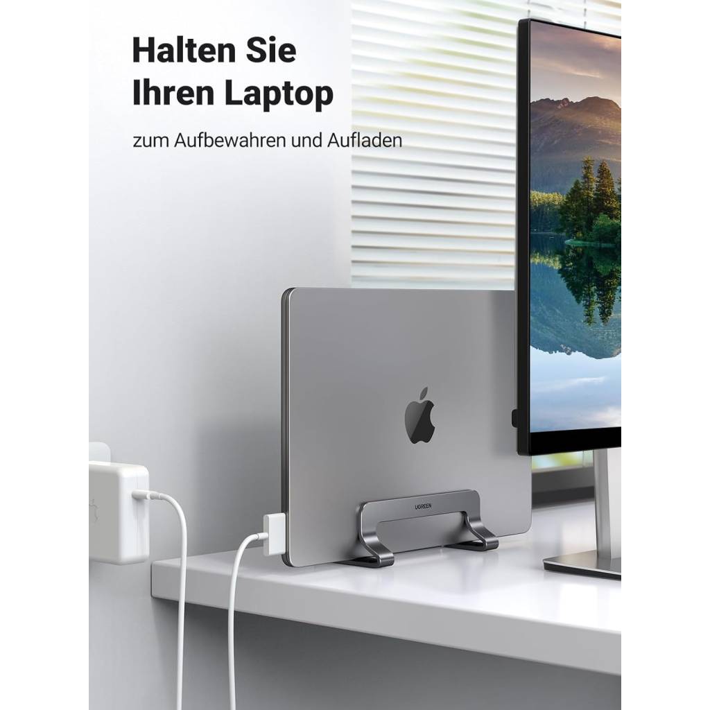 UGREEN Vertikaler Laptop-Ständer aus Aluminium – platzsparend & kühler Stand für Laptops & Tablets