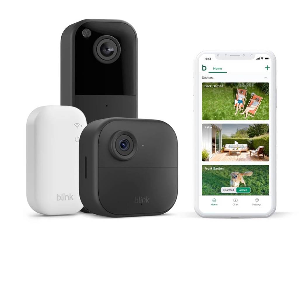 Blink Outdoor 4 Kamera + gratis Videotürklingel – WLAN Sicherheitskamera Set