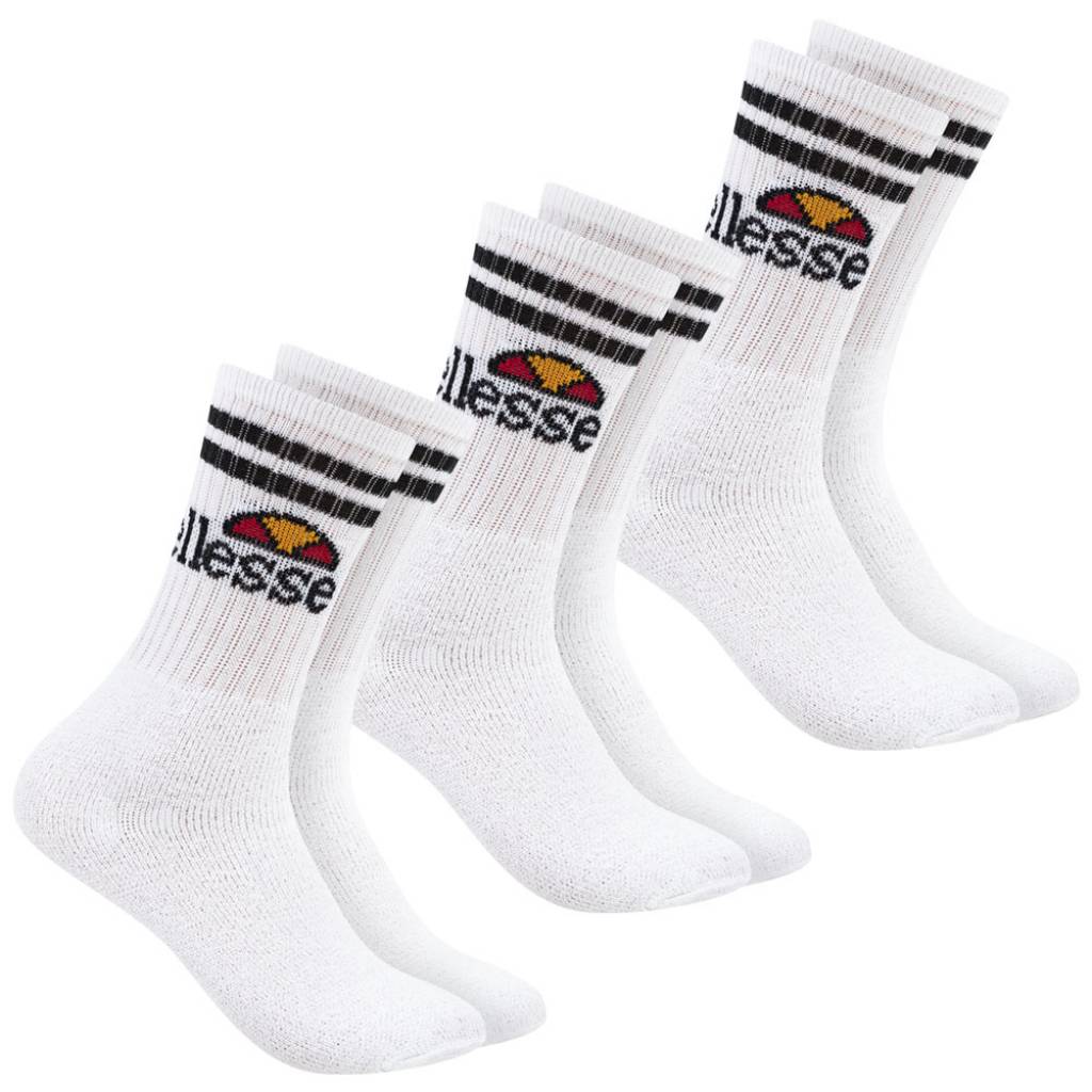 ellesse Vulloni Unisex Socken 3er Pack Weiß (SBSA3955-WHITE) – Sportsocken im 3 Paar Set für Damen und Herren