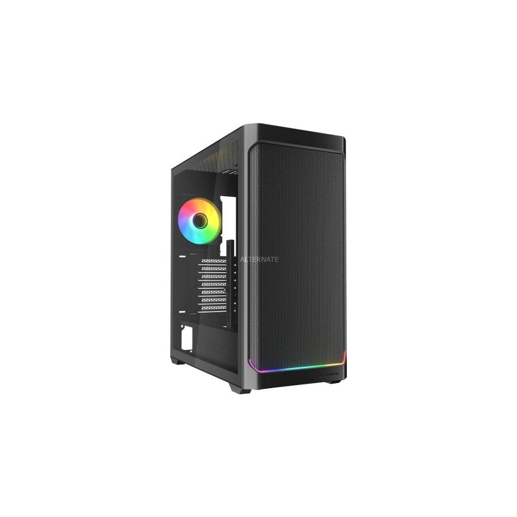 Sharkoon AK4W RGB Strip Tower-Gehäuse – schwarz mit Tempered Glass & RGB