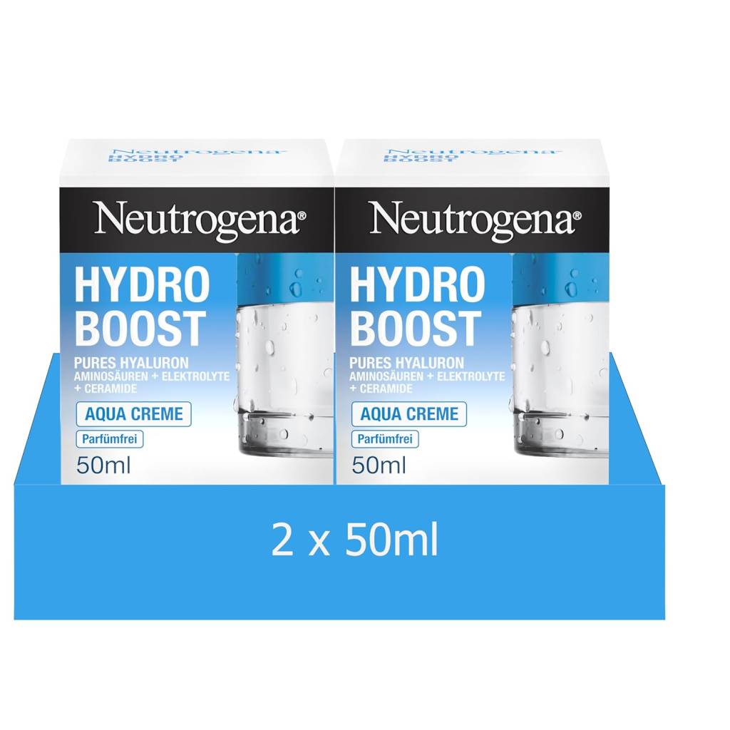 Neutrogena Hydro Boost Aqua Creme (2×50 ml) – parfümfreie Hyaluron Gesichtscreme