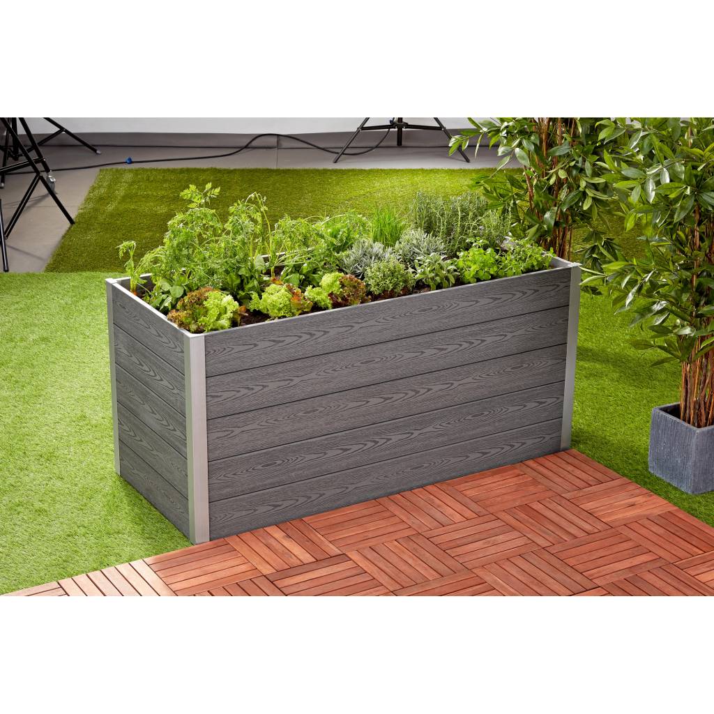 WPC Hochbeet 160×75×70 cm in Grau – pflegeleichtes Gartenbeet mit ergonomischer Arbeitshöhe