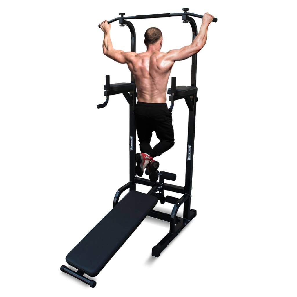 SPORTINATOR Abderos Power Tower – Multifunktionale Schrägbank-Station für Home-Gym