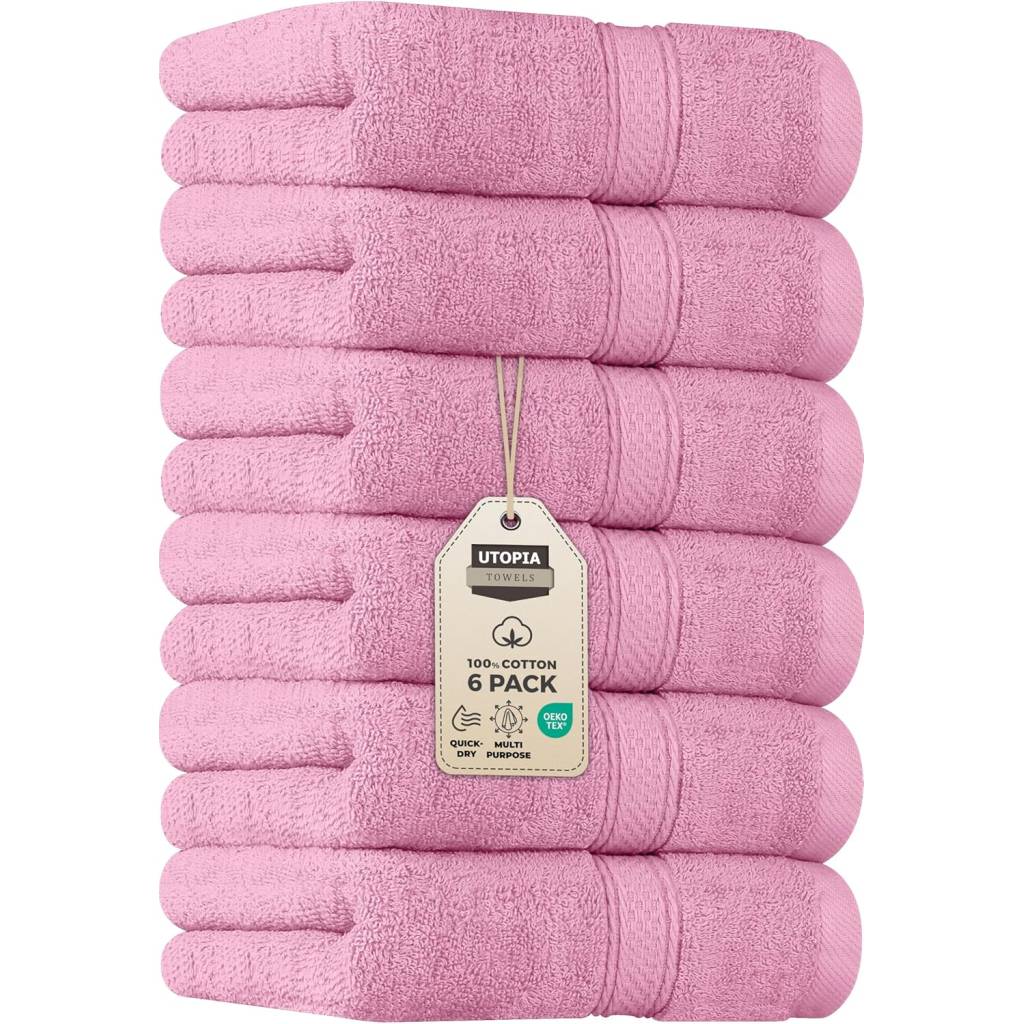[Prime] Utopia Towels Handtücher-Set – 6er Pack 100% Baumwolle (41 × 71 cm, Rosa)
