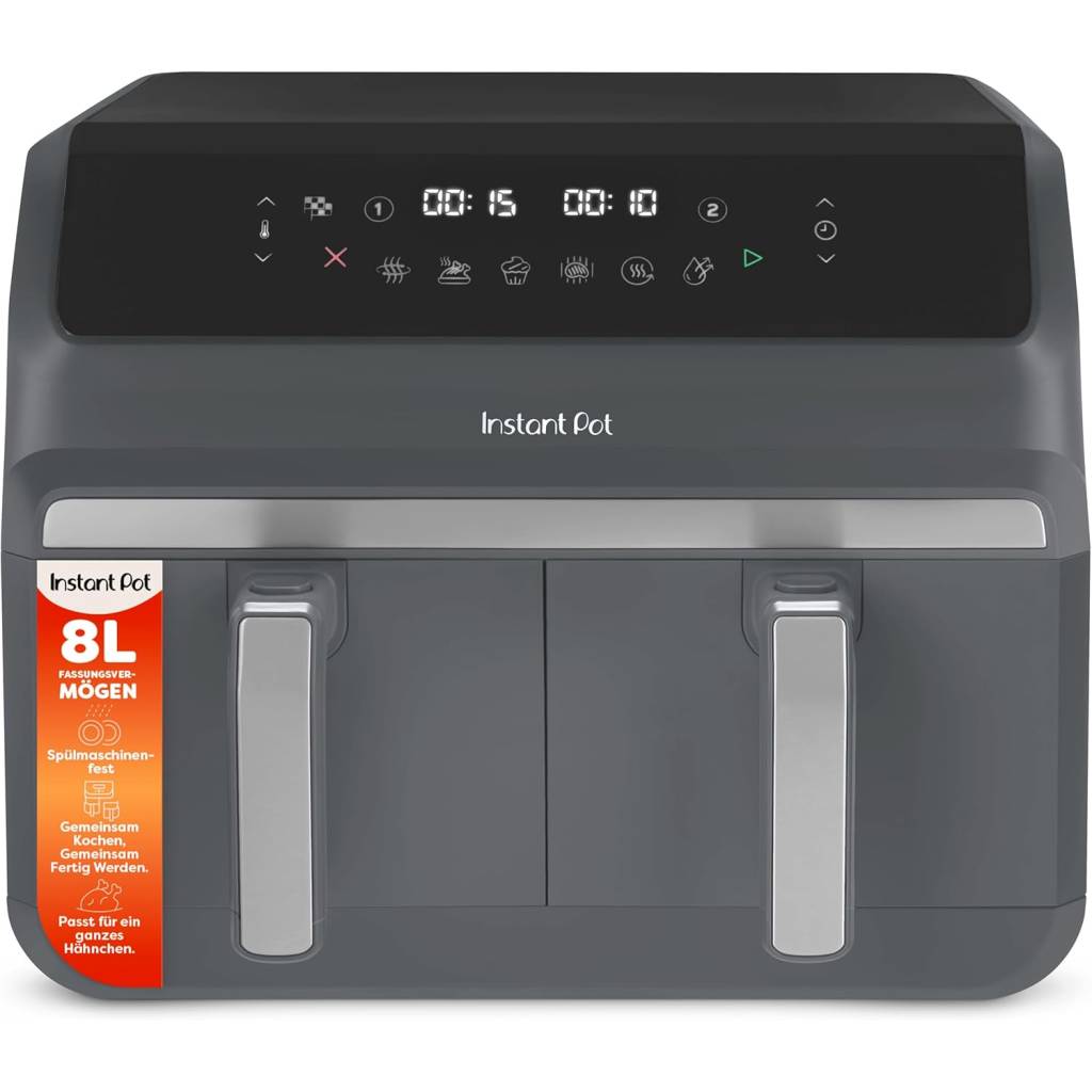 Instant Pot Vortex Dual 8 L Heißluftfritteuse – 2 Körbe, 8-in-1 Airfryer für Familien