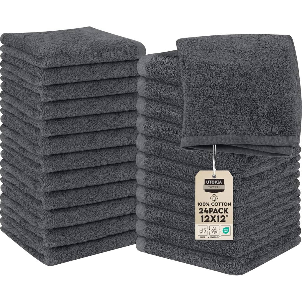 [Prime] Utopia Towels 24er Set Seiftücher 30×30 cm aus 100 % Baumwolle (Grau)