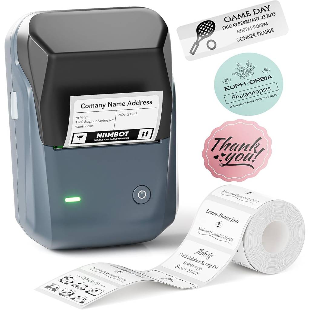 NIIMBOT B1 Bluetooth Etikettendrucker – mobiler Label Printer für Haushalt & Büro (20–50 mm)