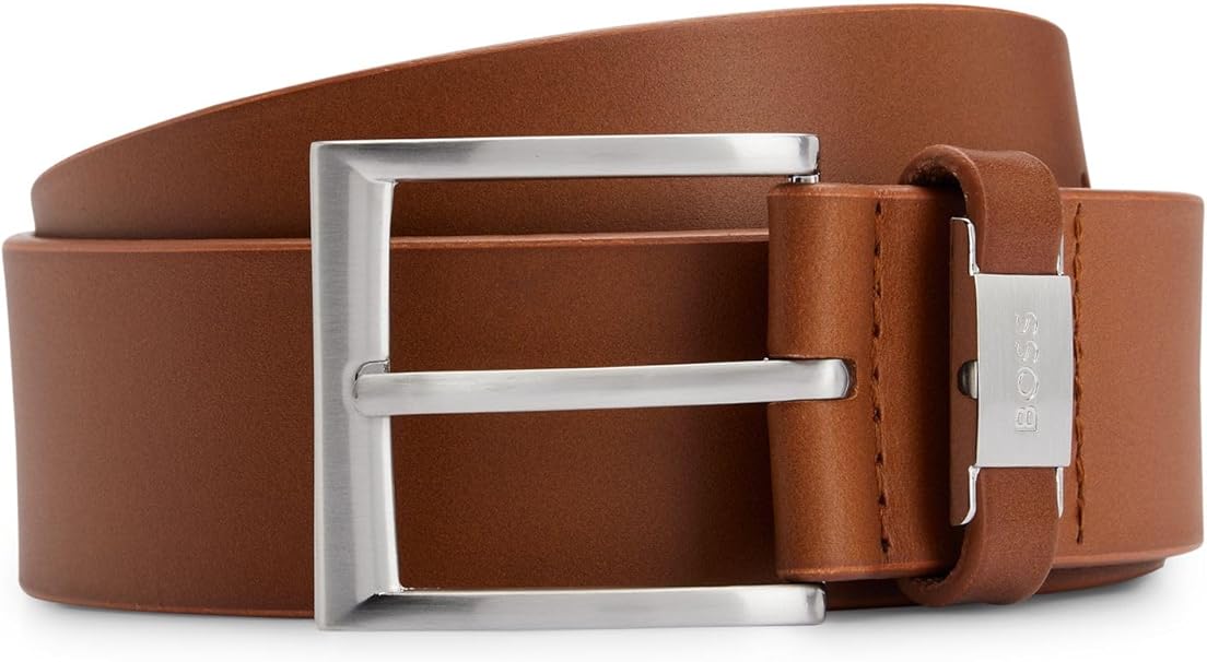 [Prime] BOSS Herren Connio Gürtel – italienisches Leder mit Logo und Metall-Details