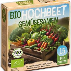 Bio Hochbeet Gemüsesamen Set mit 15 Sorten  – samenfestes Saatgut mit Aussaatkalender