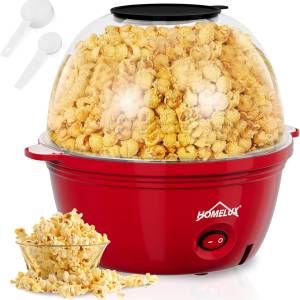 HOMELUX Popcornmaschine 450W – Mini Popcorn Maker mit Antihaftbeschichtung & Servierschale