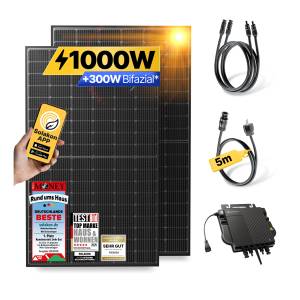 Balkonkraftwerk 1000W Komplettset – 800W WLAN Solaranlage steckerfertig mit 5 m Kabel