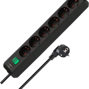 Brennenstuhl Eco-Line Steckdosenleiste 6-fach  – Mehrfachsteckdose mit Schalter und 1,5 m Kabel