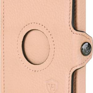 VON HEESEN AirTag Slim Wallet mit RFID-Schutz – Echtes Leder Mini-Portemonnaie (Rose)