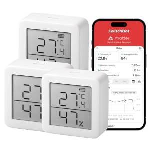 SwitchBot Thermometer Hygrometer 3-er Pack – Digitales Bluetooth Thermo-Hygrometer mit APP