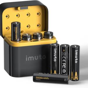 imuto AA Lithium Akku 3000 mWh (8er Set) – 1,5 V wiederaufladbare Batterien mit LED-Ladegerät