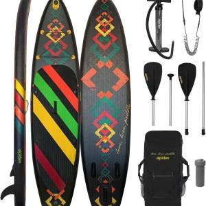 ALPIDEX Stand Up Paddle Set 320×76×15 cm – aufblasbares SUP Komplettset bis 200 kg