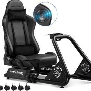 GTPLAYER Simulator Cockpit – Rennsitz mit Lenkradhalterung, Pedalablage und Lautsprechern