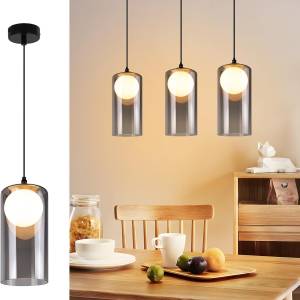 Vintage Hängelampe aus Glas – Pendelleuchte G9 höhenverstellbar in Schwarz