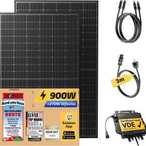 Balkonkraftwerk 800W Komplettset – 1000Wp Solaranlage mit bifazialen Modulen & Zubehör