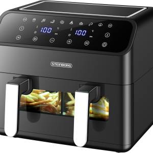 Heißluftfritteuse 2 Kammern 8 L – Dual Air Fryer XXL mit Grill-, Back- und Dörrfunktion