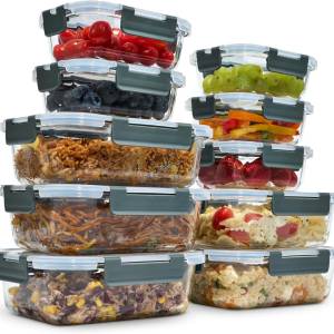 uandu Glasbehälter mit Deckel 10-teilig – Meal Prep Boxen aus Glas BPA-frei